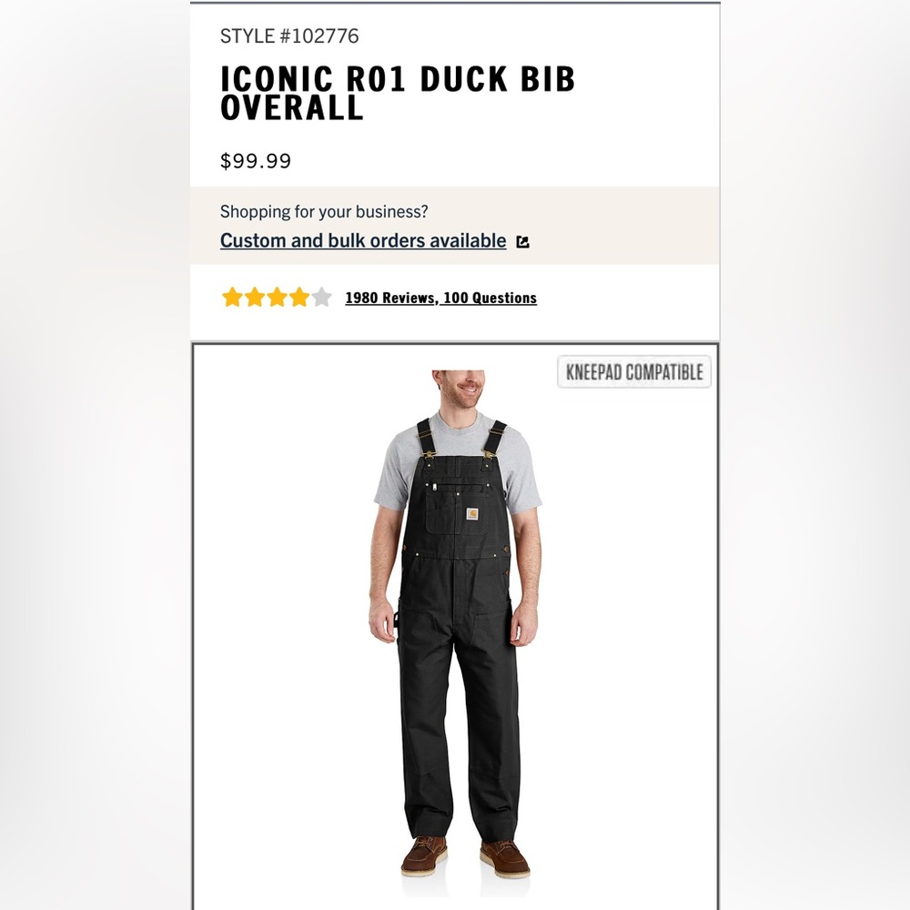 Carhartt Black Bib Overalls with Yellow Tag